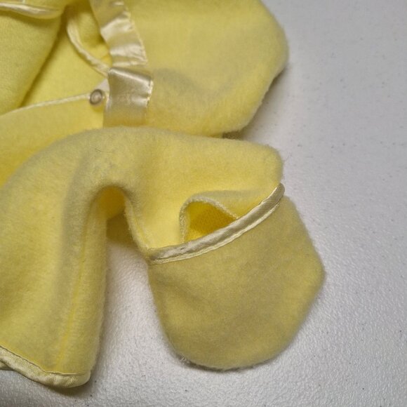 Vintage Baby‎ Yellow Hooded Coat & Sleeping Bag Combo Satin Trim Buttons - Picture 4 of 12